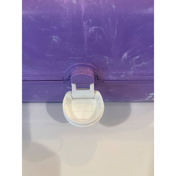 Vintage Purple Marbled Plastic Carry Case With Handle & Latch Closure - Picture 8 of 12